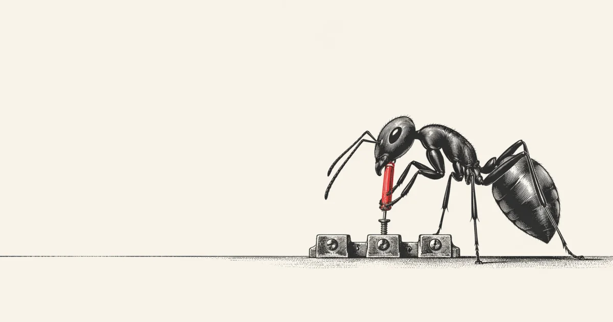 A polymath's desk with tools from many trades