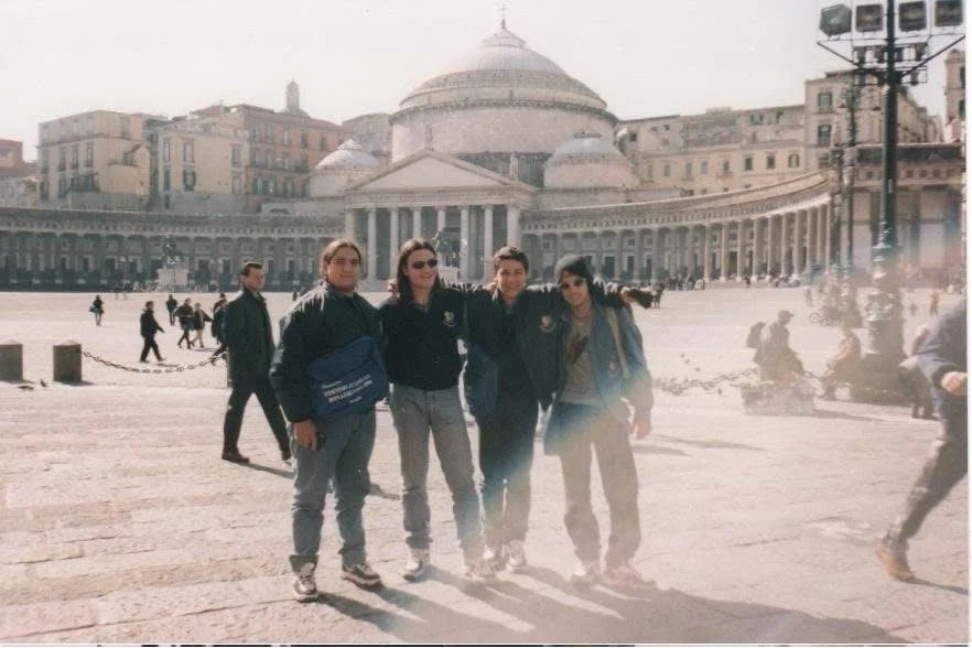 Four teenagers in Piazza del Plebiscito, Naples, 1999